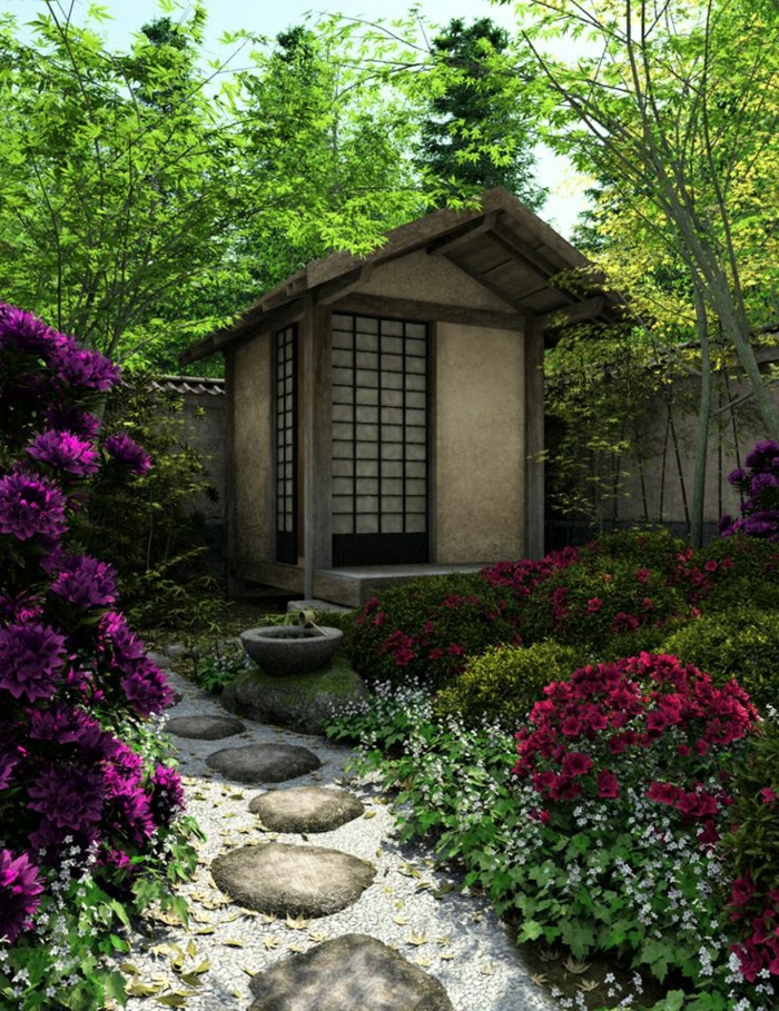 japanischer-Zen-Garten-Häuschen-Pfad-Trittsteine