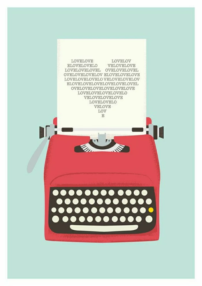 rote-Schreibmaschine-Zeichnung-Liebe-Brief
