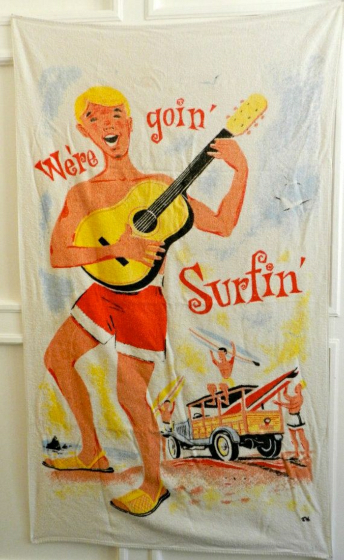 vintage-Tuch-Strand-Surfing-lustig-cool