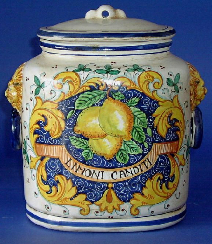 vintage-italienischer-Kanister-Keramik-Zitronen-Behälter