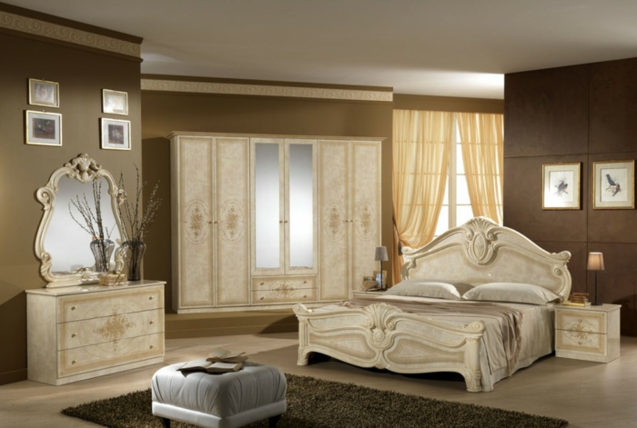 vintage-schlafzimmer-braune-farbschemen