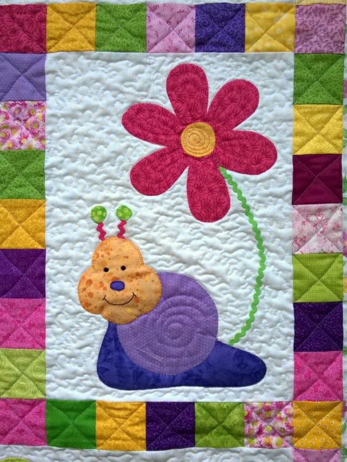 Baby-Bett-Tagesdecke-Patchwork-Blume-Schnecke-Dekoration