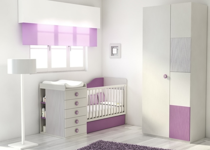Babyzimmer-Set-lampe-wandschrank-weiße-wände