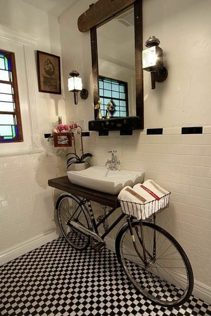Badezimmer-Ideen-vintage-Fahrrad-Tücher-Ständer