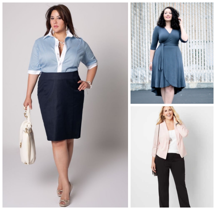 ausgefallene mode für mollige damen, gerader rock, hema sin blau und weiß, business mode damen