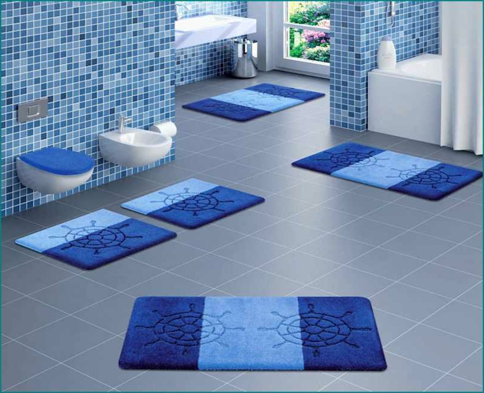 badezimmer teppich-kleine-liesen-blau