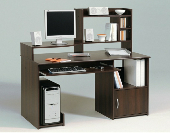 büromöbel-Computer-Schreibtisch-Holz-regale-Bücher-CDs-Dokumente