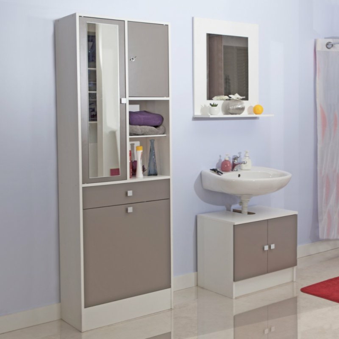 grau-weiß-Wandschrank-für-Badezimmer