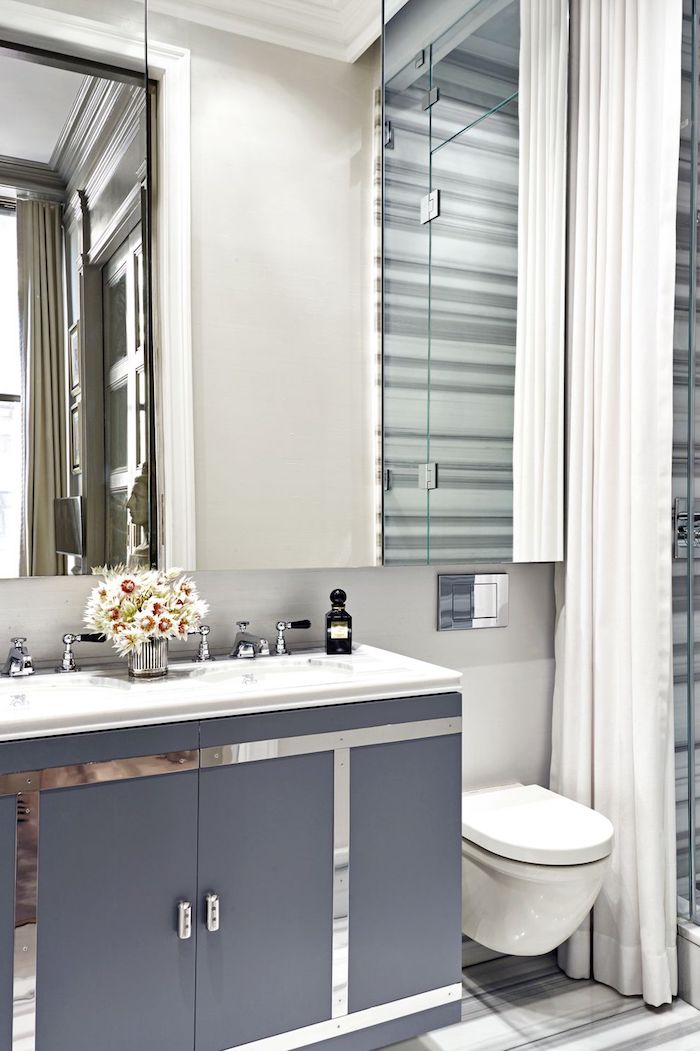 Moderne Badezimmer Ideen, funktioneller Spiegelschrank, Keramik Waschbecken 