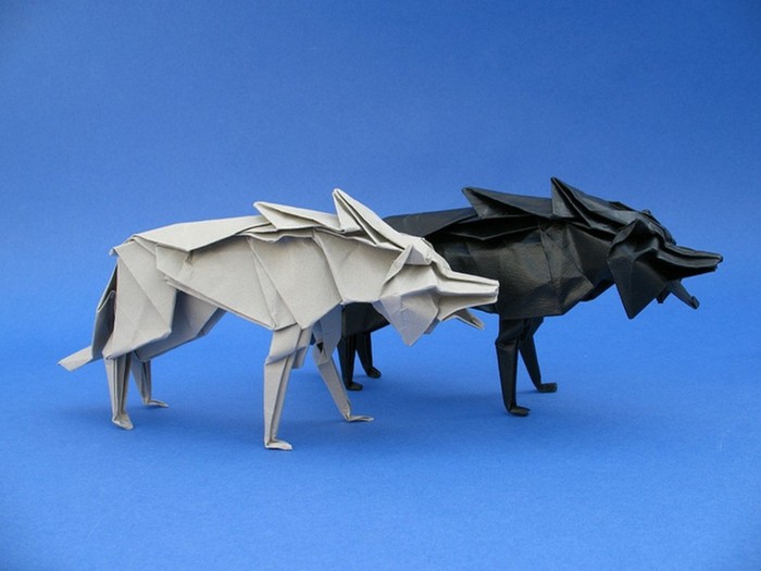 origami-tiere-zwei-wölfe