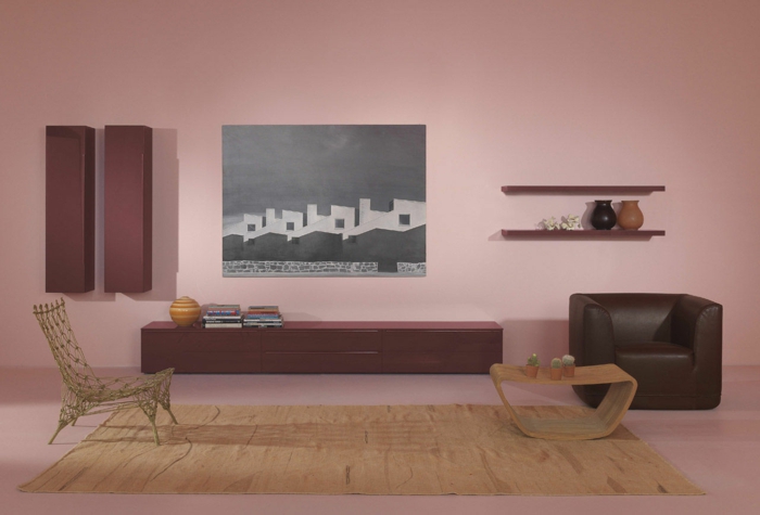 wandschrank-für-wohnzimmer-moderne-rosige-wand