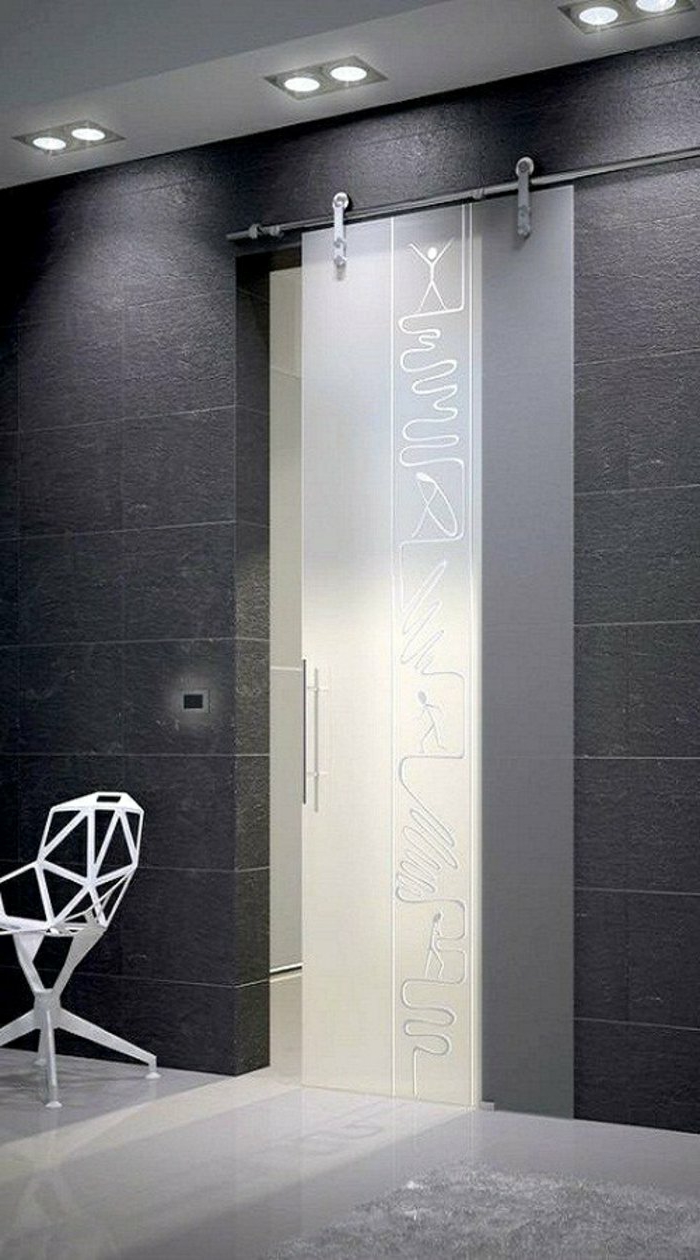 Designer-Tür-mattes-Glas-Zeichnungen-Designer-Stuhl-weiß