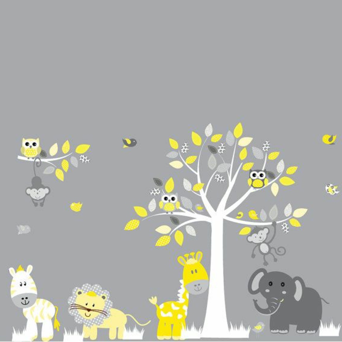 Dschungel-Wandtattoos-für-kinderzimmer-Tiere-Baum