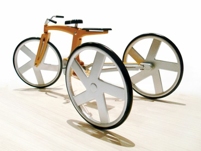 Fahrrad-drei-Räder-Bambus-modisch-cool-schick-weiß