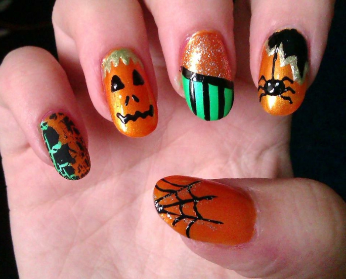 Halloween-Ideen-für-Maniküre--nagel-design-und-halloween-kreaturen