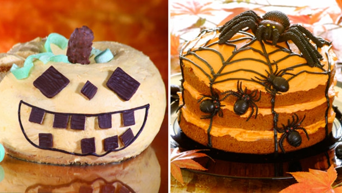 Halloween-Süßigkeiten-torten-kürbis-spinne