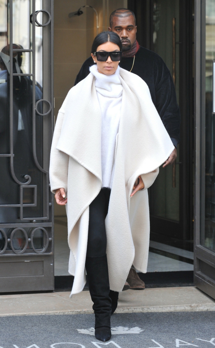 Kim-Kardashian-Kanye-West-weißer-Mantel-elegant-extravagant