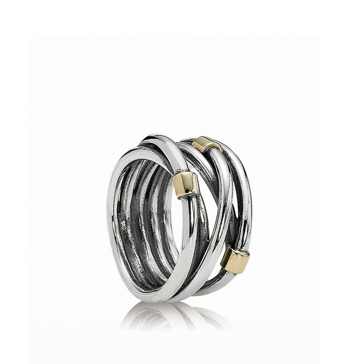 Pandora-Ringe-Silber-Gold-Seil-Modell