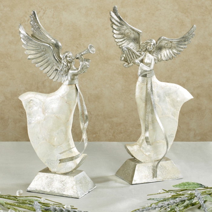 Set-zwei-Engelfiguren-Metall-originelle-Idee