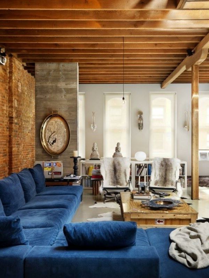 afrika-deko-blaues-sofa-schönes-modell