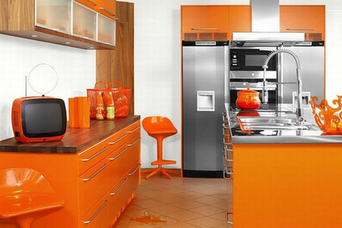 deko-ideen-für-küche-orange-gestaltung