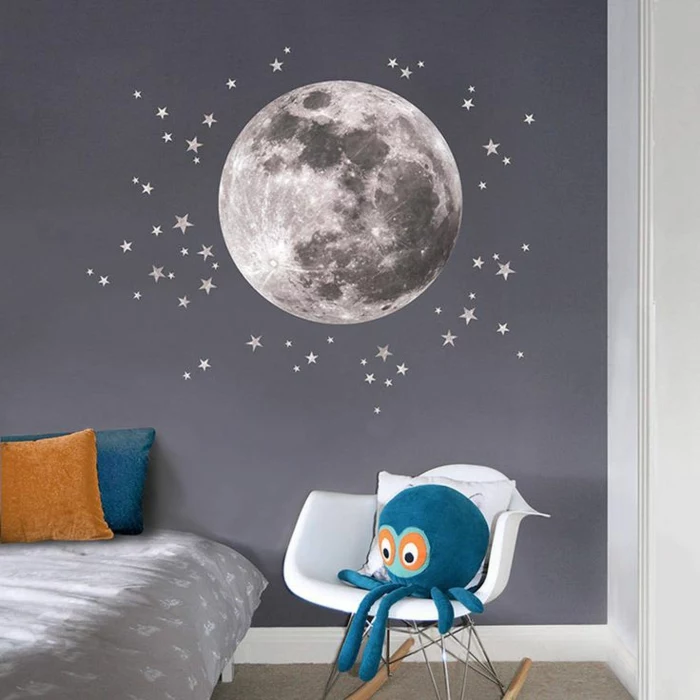 graue-Wand-Kinderzimmer-wandsticker-Mond-Sterne