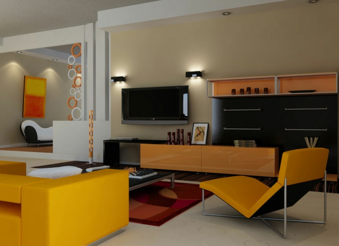 indirekte-beleuchtung-fürs-wohnzimmer-cooles-aussehen-orange-möbel