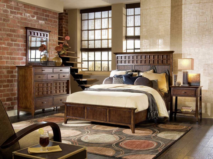 klassisch-eingerichtetes-Schlafzimmer-rustikale-Möbel-modern-gemütlich-Holz