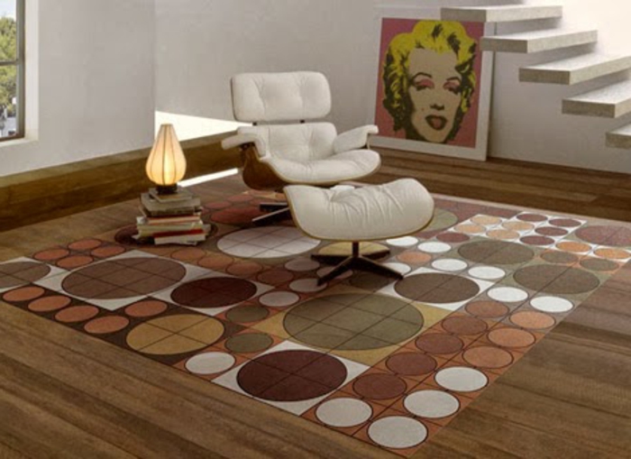 moderne-teppiche-weißer-liegestuhl