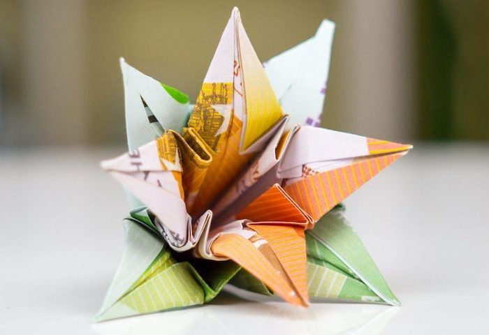 origami blume anleitung blume aus euro schien falten
