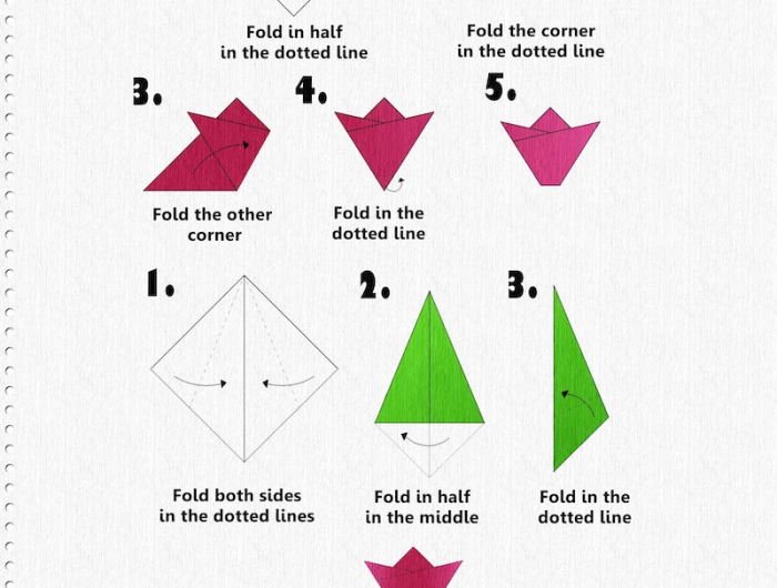 origami tulpen anletung für einfache faltenblume