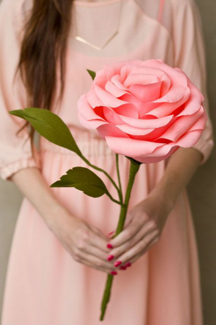 romantische-rosa-Rose-Papier-Origami-Kunst-handgemacht-zärtlich-herrlich