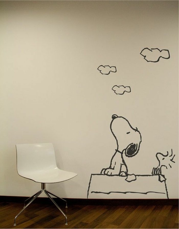wandtattoo-kinderzimmer-Snoopy-weiße-Wand
