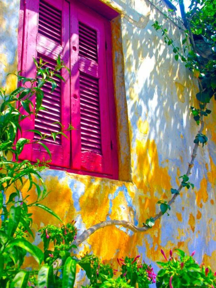wunderschönes-Bild-Anafiotika-Athen-Griechenland-geschlossenes-Fenster-Läden-Zyklamen-Farbe