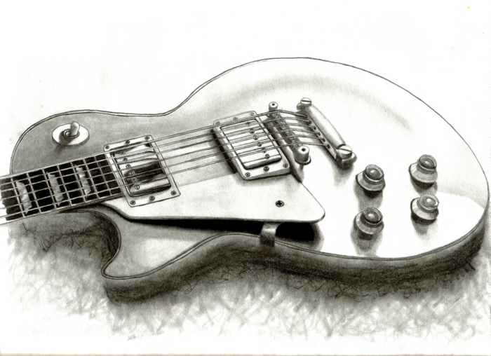 zeichnungen-mit-bleistift-eine-gitarre