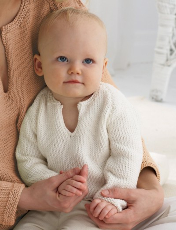 Baby-Pullover-stricken-weiss-und-damen-pullover