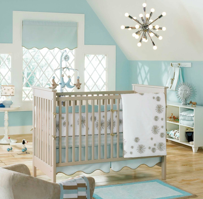 Babyzimmer-für-Jungen-Baby-Bettwäsche-türkis-Farbe