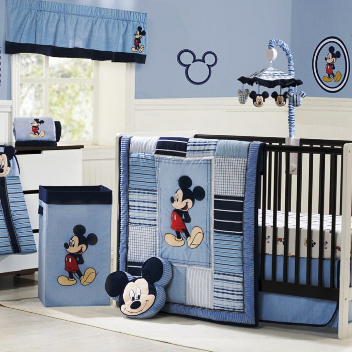 Babyzimmer-für-Jungen-bettwäsche-Mickey-Mouse-Motive