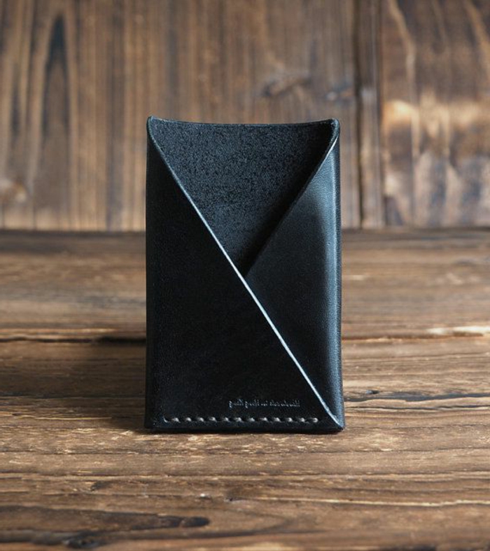 Herren-Geldbörse-minimalistisches-schwarzes-Modell-Leder