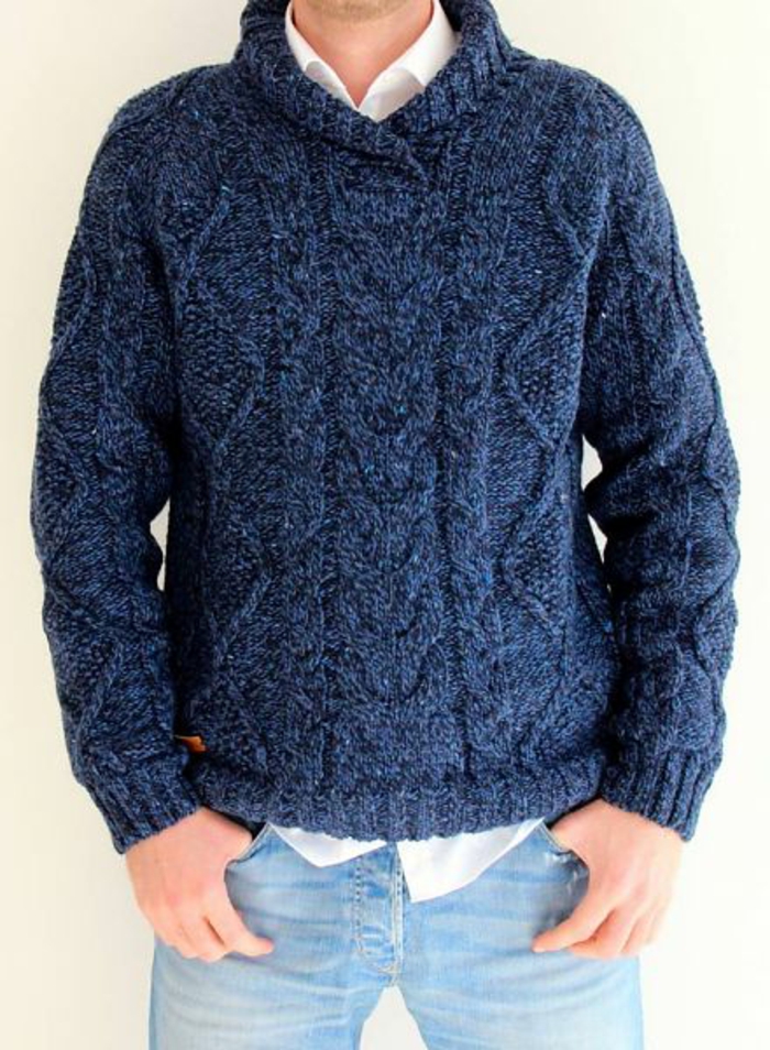 Norweger-Pullover-robust-blau-männer