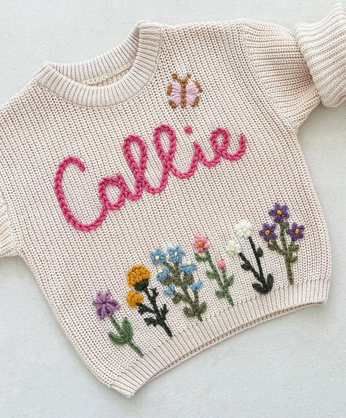 baby pullover personalisiert mit name blumen