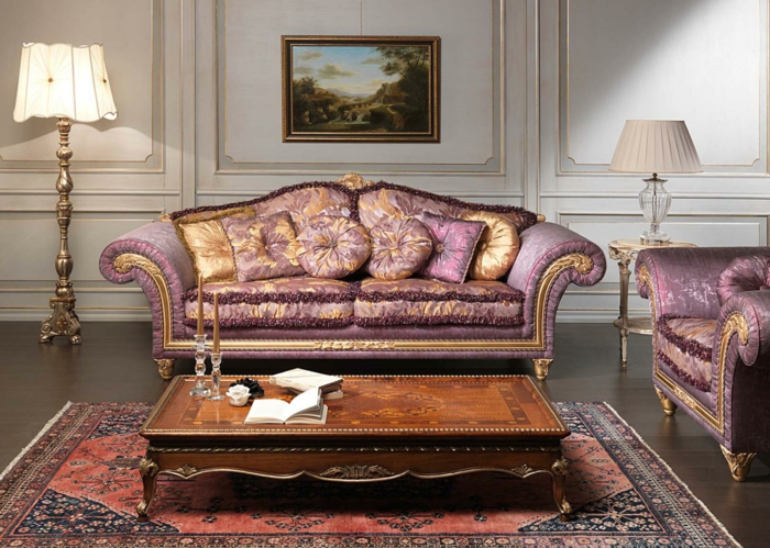 elegantes-Wohnzimmer-Interieur-Barock-Möbel-vintage-Dekoration