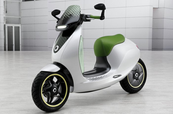 futuristische-Vespa-Modelle-elektrischer-Motorroller-grün-weiß