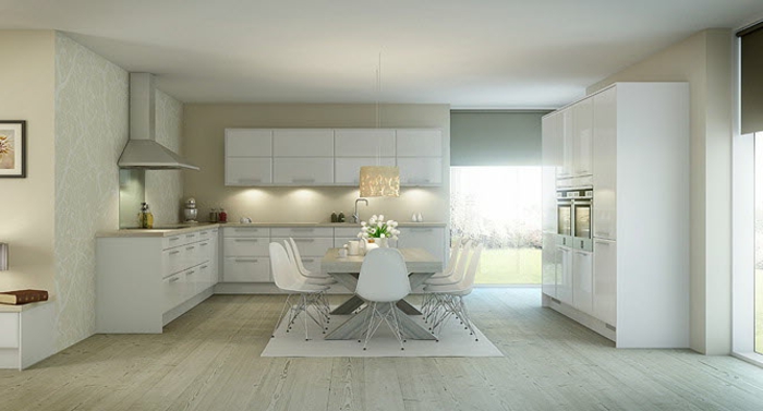 laminat-in-weiß-moderne-gestaltung-küche-und-esszimmer