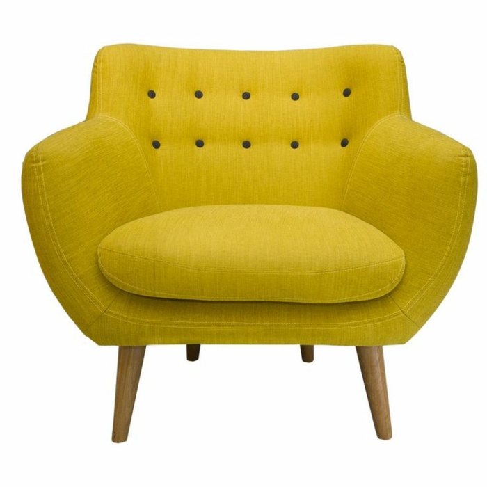 lounge-sessel-interessantes-Design-Senf-Farbe-Knöpfe-bequem