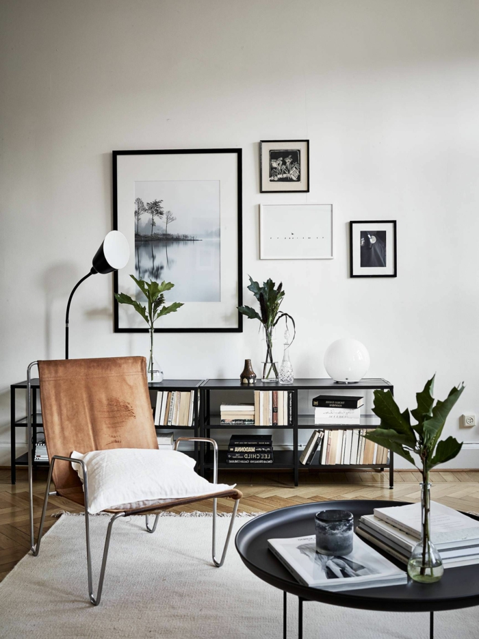 Schwarz Weiße Fotografien und Bilder, Gerahmte Bilder für Wohnzimmer, Skandinavischer Design, runder Tisch