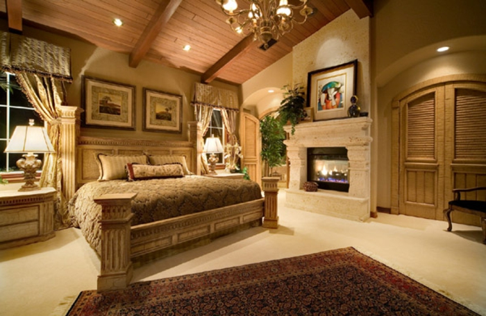 schlafzimmer-einrichtungsideen-unikale-gestaltung-moderner-teppich-neben-dem-bett