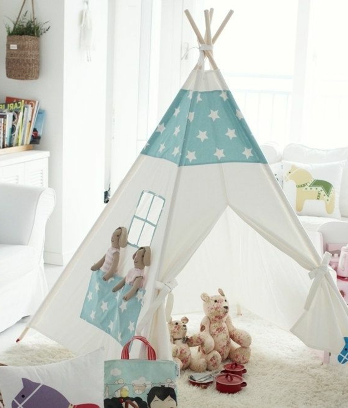 schönes-Zelt-im-Kinderzimmer-Plüschtiere-süße-Gestaltung