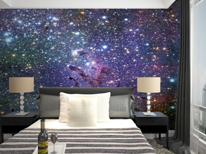sternenhimmel-aus-led-tolles-interieur-lila-wände-gestalten