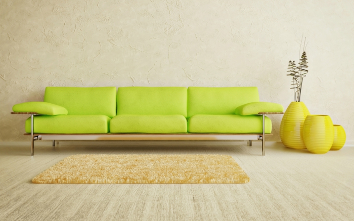 wohnzimmer-einrichten-ideen-grelles-sofa-in-grün